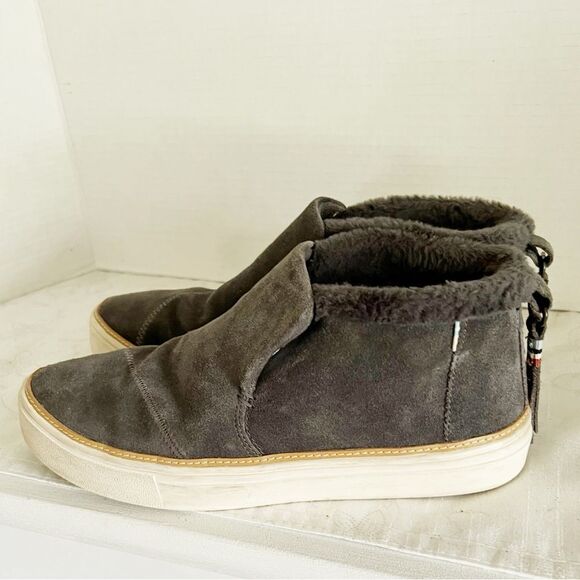 Toms Paxton Slip on Sherpa lined Gray Suede Sneaker Boots Sz Womens 9 - Picture 3 of 8